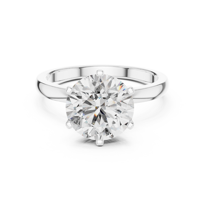 Tulip Crown Round Diamond Solitaire Ring