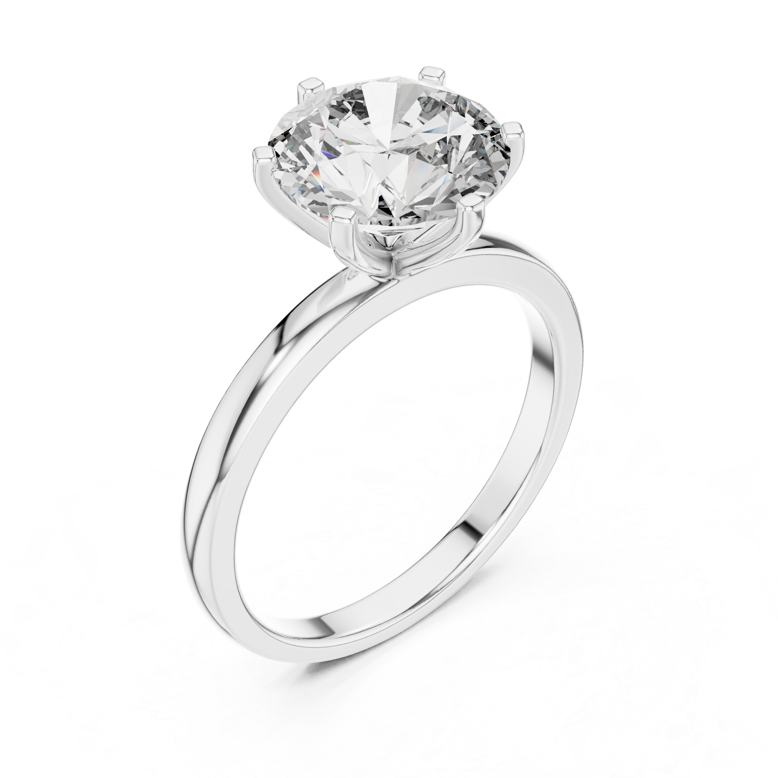 Tulip Crown Round Diamond Solitaire Ring
