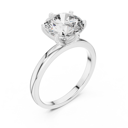 Tulip Crown Round Diamond Solitaire Ring