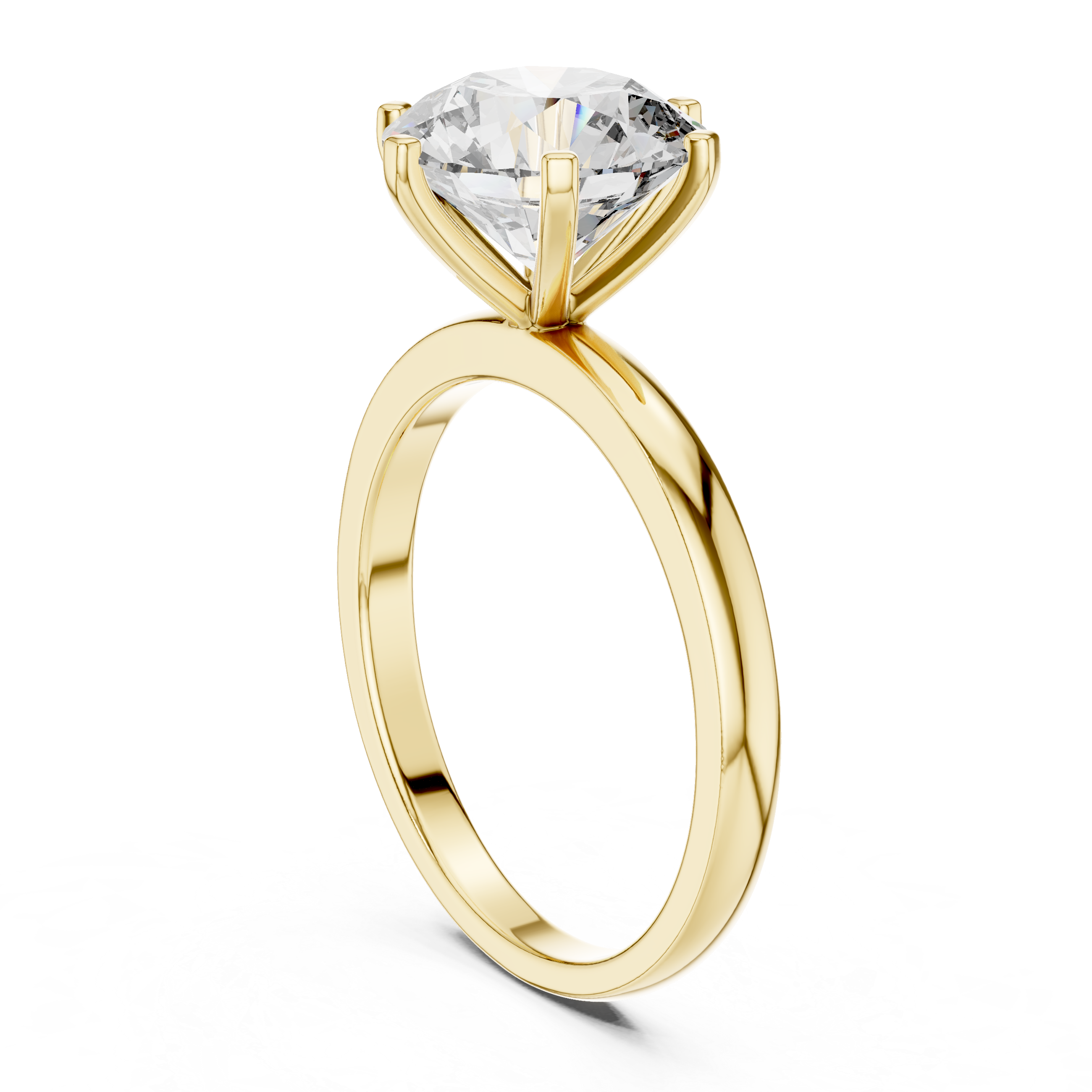 Tulip Crown Round Diamond Solitaire Ring
