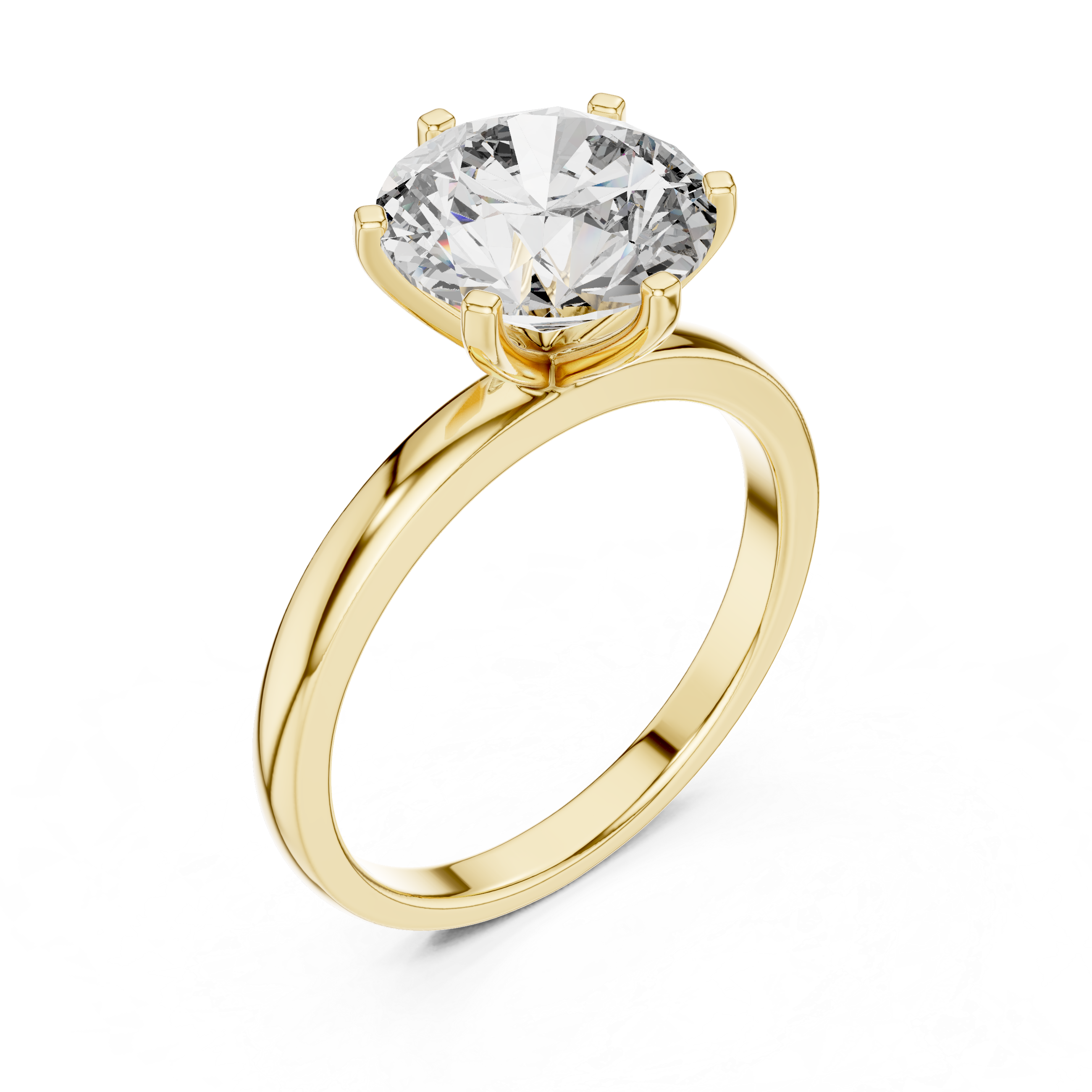 Tulip Crown Round Diamond Solitaire Ring