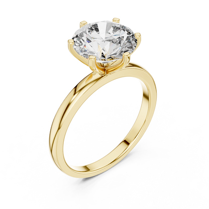 Tulip Crown Round Diamond Solitaire Ring