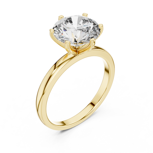 Tulip Crown Round Diamond Solitaire Ring