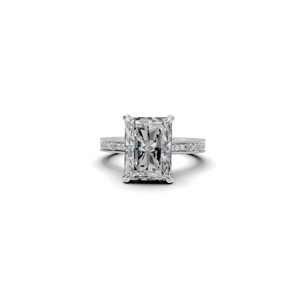 Radiant Cut Diamond Solitaire Ring with Vintage Filigree Band