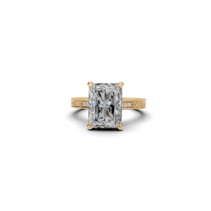 Radiant Cut Diamond Solitaire Ring with Vintage Filigree Band