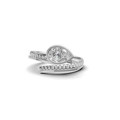 Pear Cut Diamond Bezel Bypass Ring