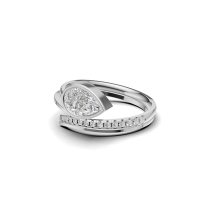 Pear Cut Diamond Bezel Bypass Ring