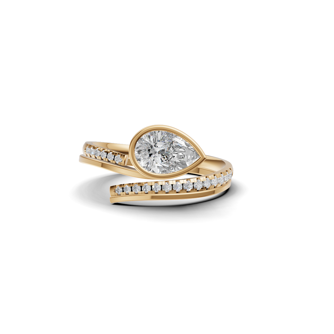 Pear Cut Diamond Bezel Bypass Ring
