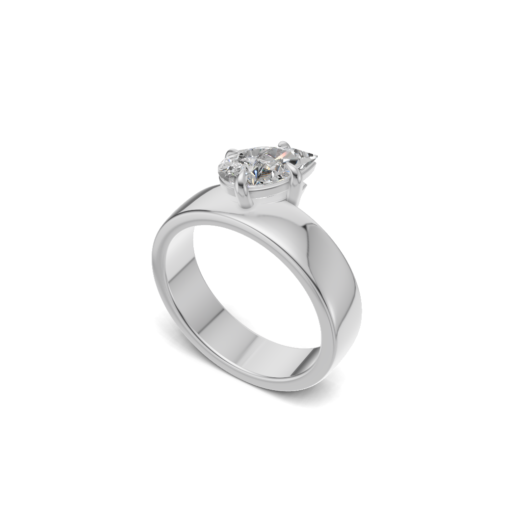 Pear Cut Diamond Sculptural Wide Band Ring