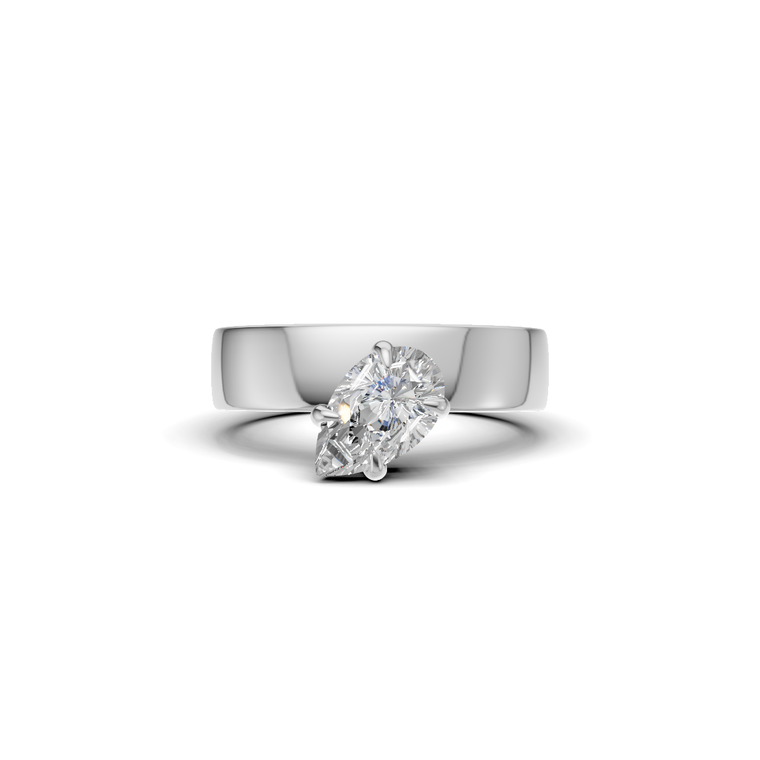 Pear Cut Diamond Sculptural Wide Band Ring