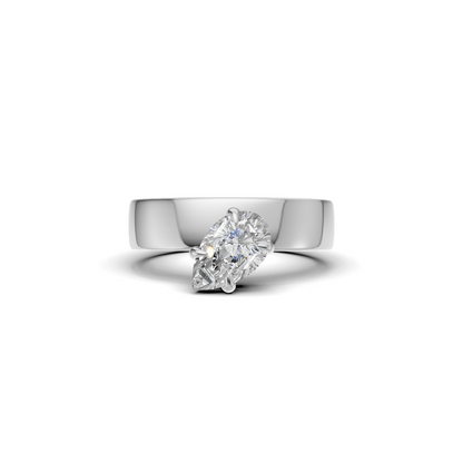 Pear Cut Diamond Sculptural Wide Band Ring