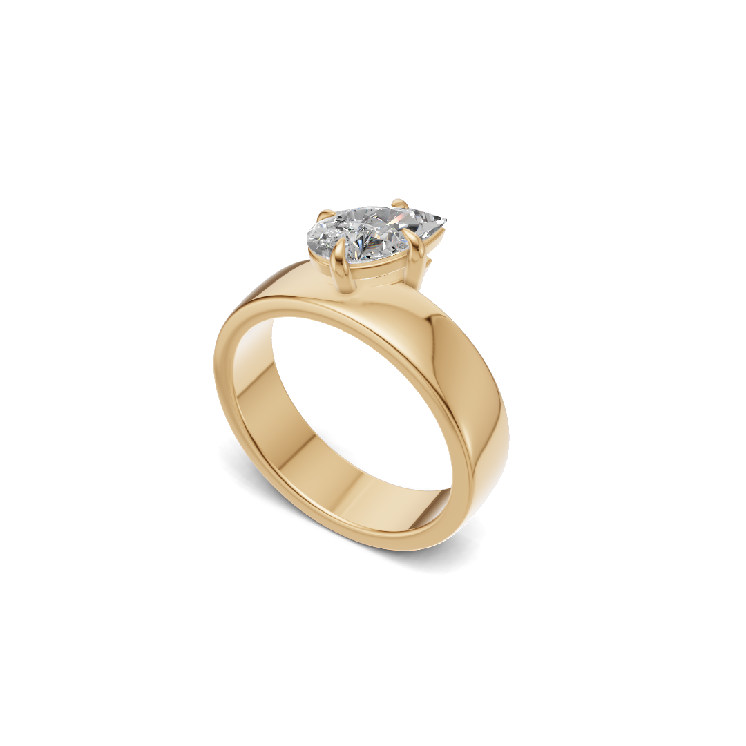 Pear Cut Diamond Sculptural Wide Band Ring
