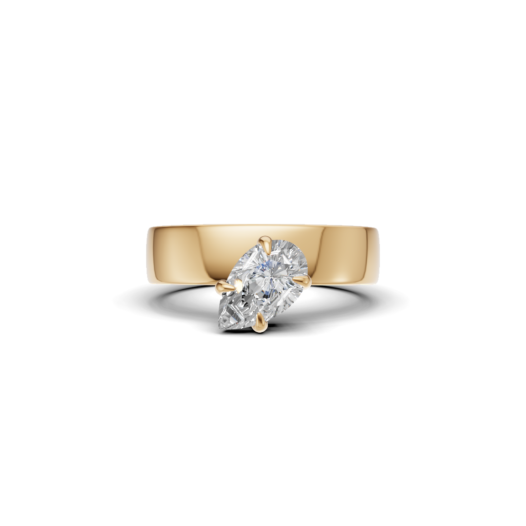 Pear Cut Diamond Sculptural Wide Band Ring