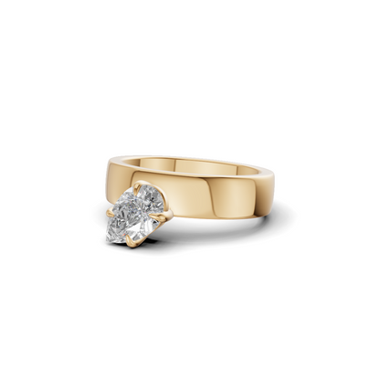 Pear Cut Diamond Sculptural Wide Band Ring
