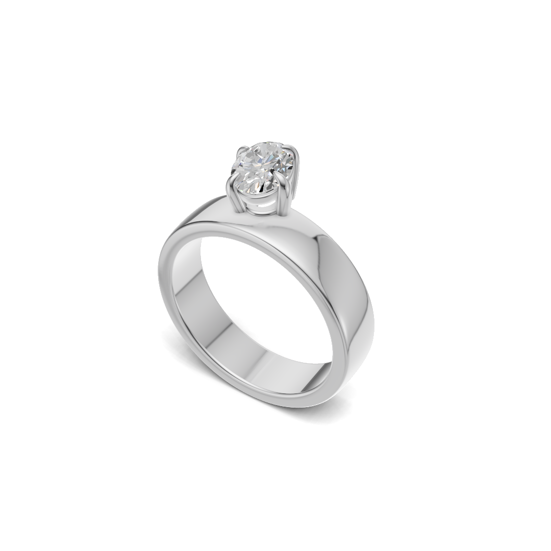 Oval Cut Diamond Inverted Solitaire Ring
