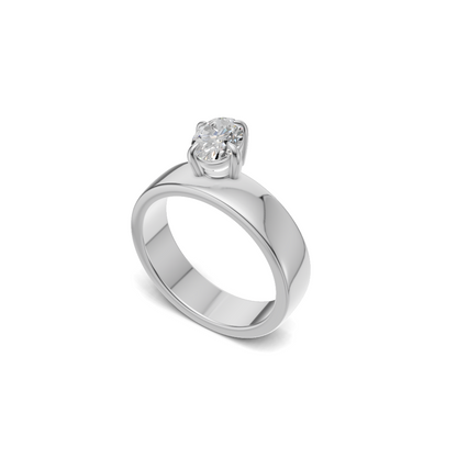 Oval Cut Diamond Inverted Solitaire Ring