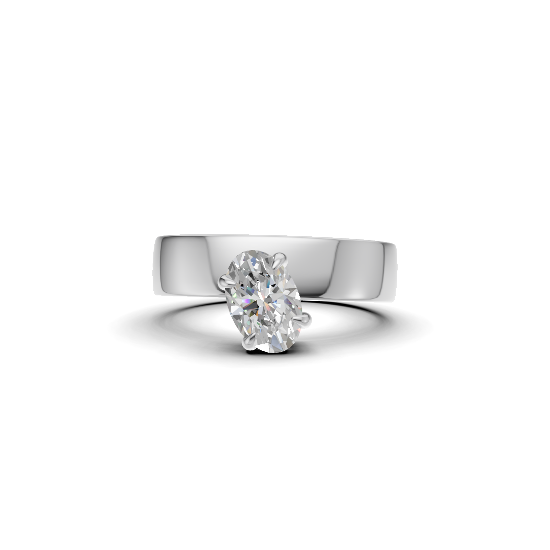 Oval Cut Diamond Inverted Solitaire Ring