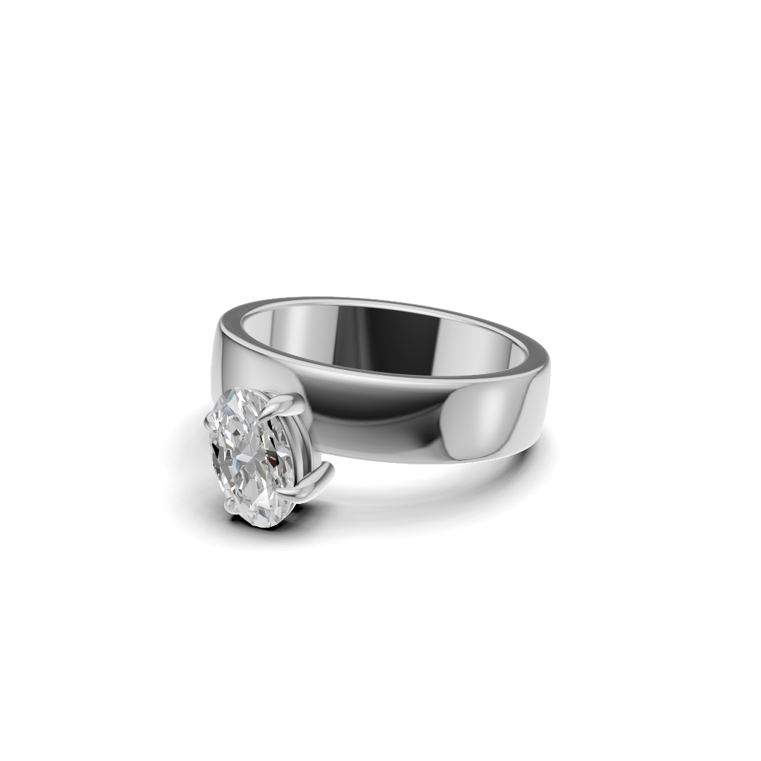 Oval Cut Diamond Inverted Solitaire Ring