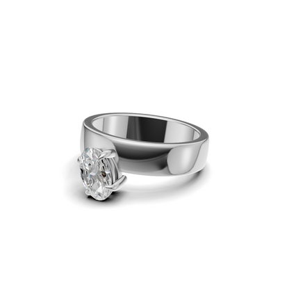 Oval Cut Diamond Inverted Solitaire Ring