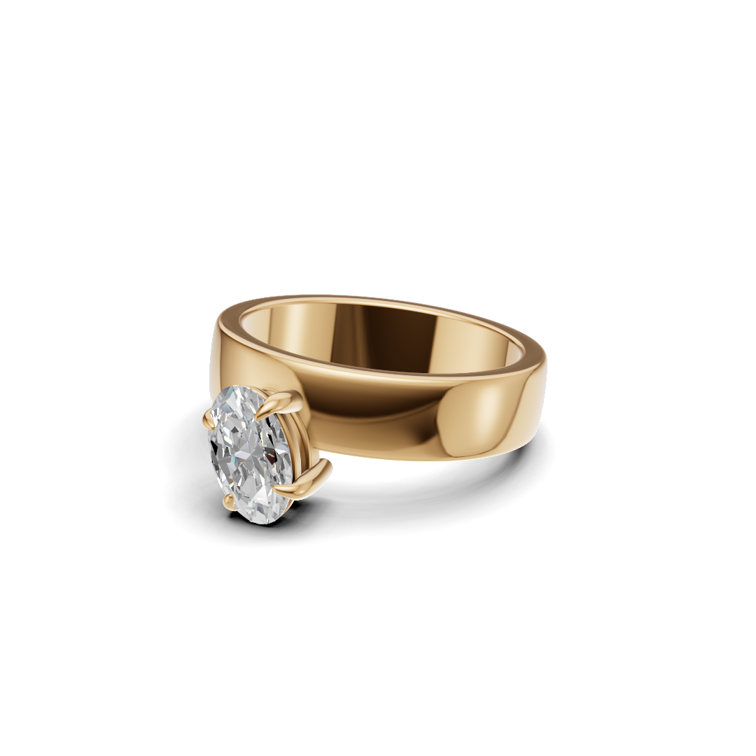 Oval Cut Diamond Inverted Solitaire Ring