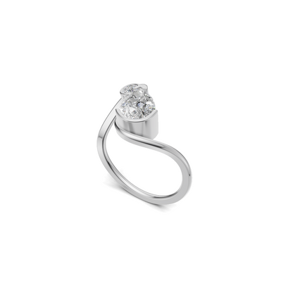 Pear & Round Cut Diamond Bezel Bypass Ring