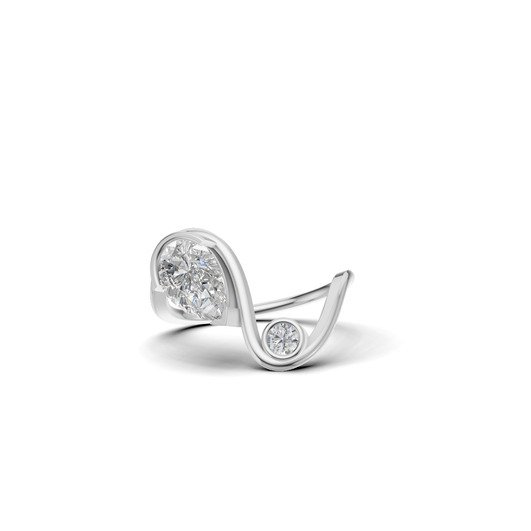 Pear & Round Cut Diamond Bezel Bypass Ring