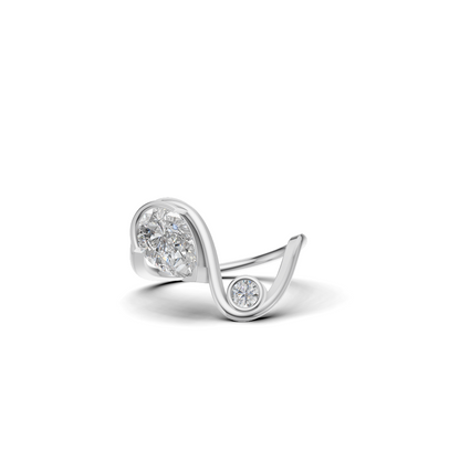Pear & Round Cut Diamond Bezel Bypass Ring