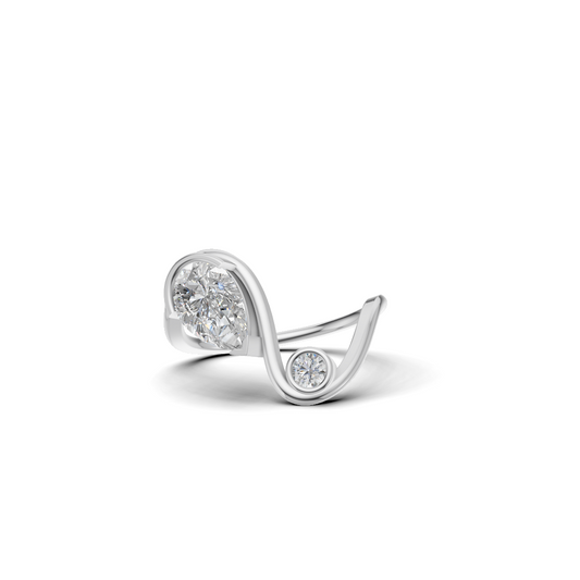 Pear & Round Cut Diamond Bezel Bypass Ring