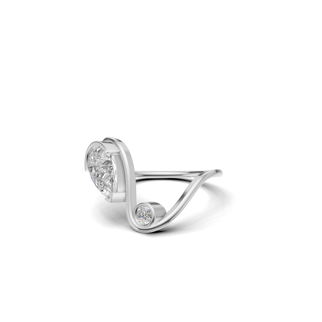 Pear & Round Cut Diamond Bezel Bypass Ring