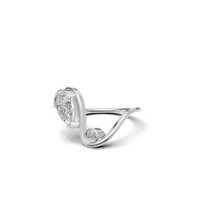 Pear & Round Cut Diamond Bezel Bypass Ring