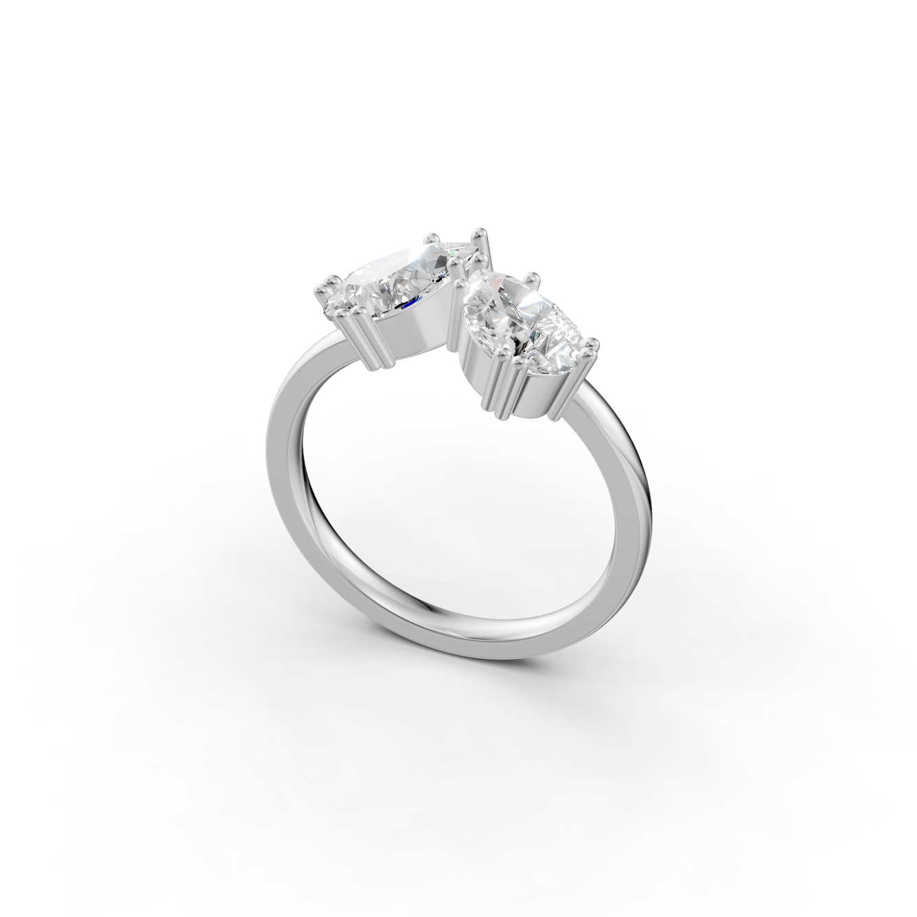Twin Pear Cut Diamond Asymmetrical Statement Ring