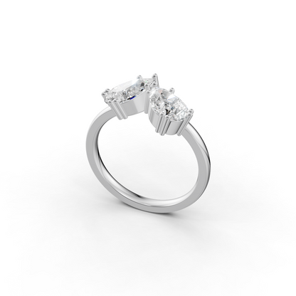 Twin Pear Cut Diamond Asymmetrical Statement Ring