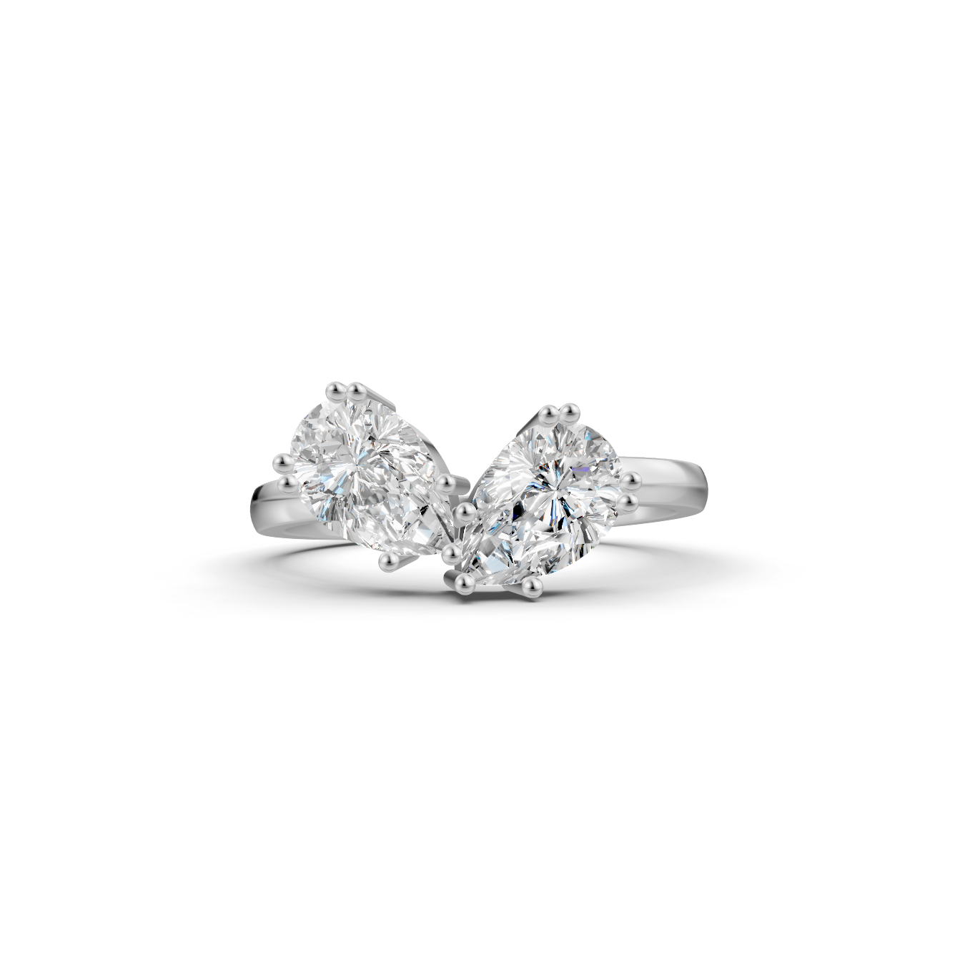 Twin Pear Cut Diamond Asymmetrical Statement Ring