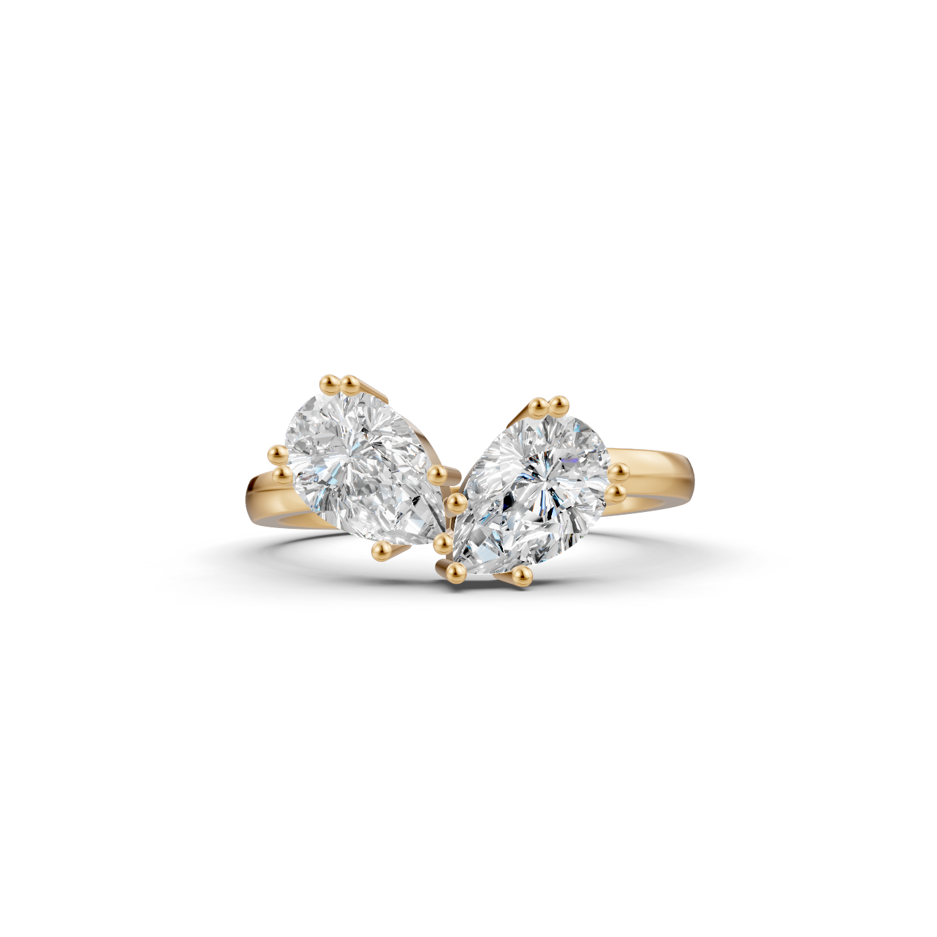 Twin Pear Cut Diamond Asymmetrical Statement Ring