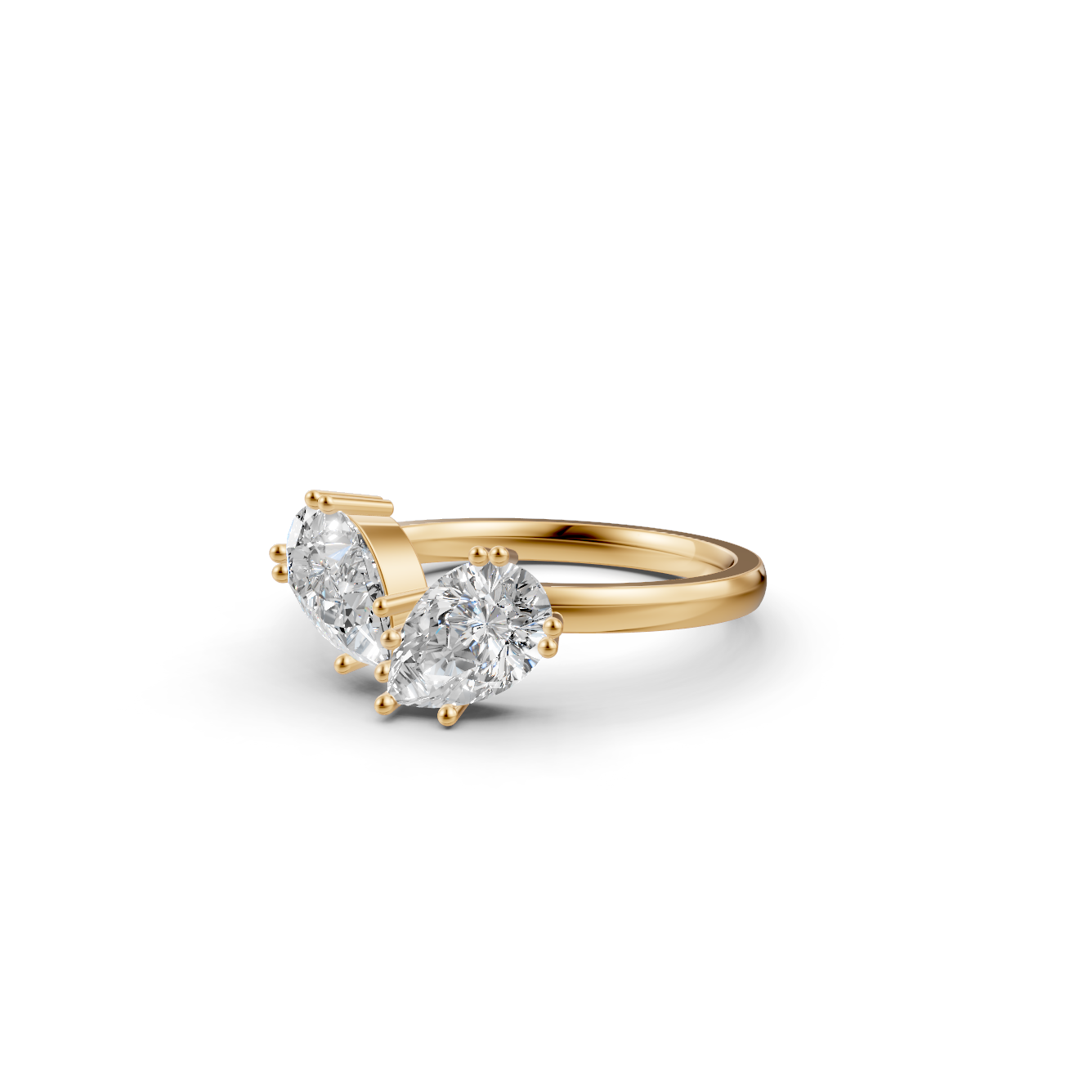 Twin Pear Cut Diamond Asymmetrical Statement Ring