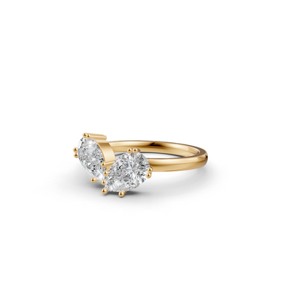 Twin Pear Cut Diamond Asymmetrical Statement Ring