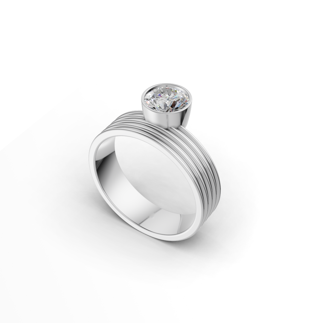 Round Brilliant Cut Diamond Bezel Solitaire Ring