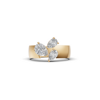 Three-Stone Pear Cut Diamond Botanical Cluster Ring
