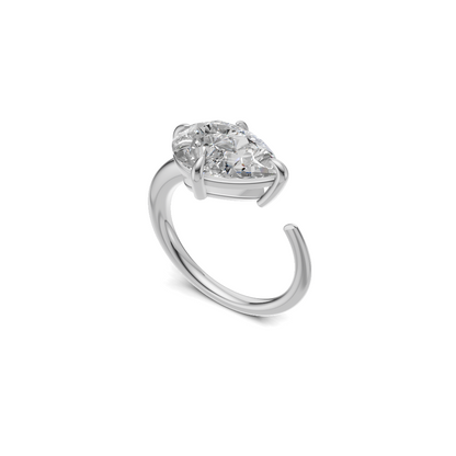 Pear Cut Diamond Open Cuff Solitaire Ring