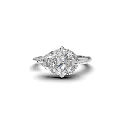 Pear Cut Diamond Open Cuff Solitaire Ring