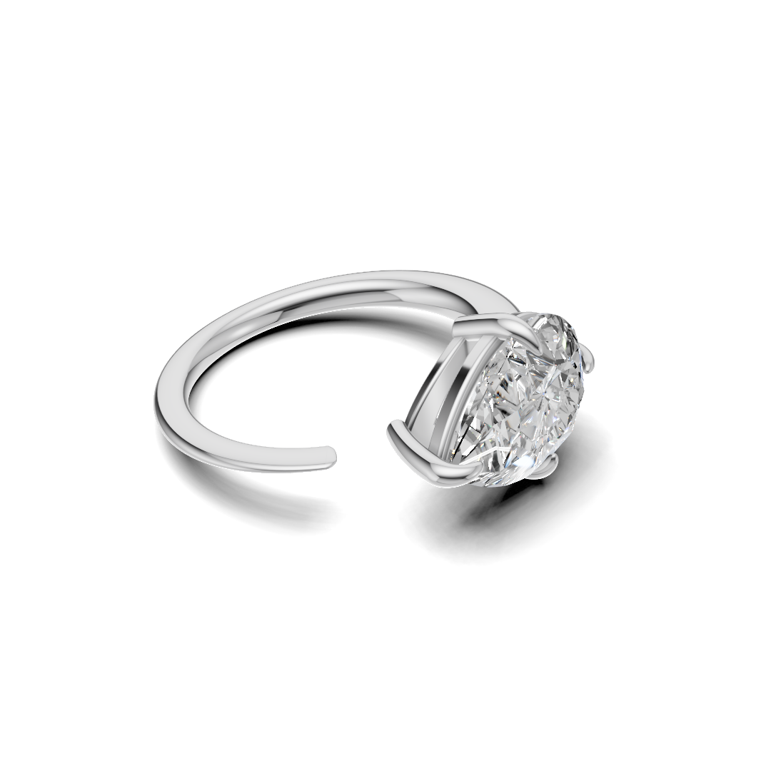 Pear Cut Diamond Open Cuff Solitaire Ring