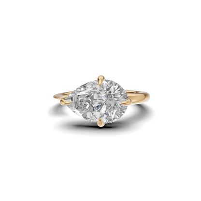 Pear Cut Diamond Open Cuff Solitaire Ring