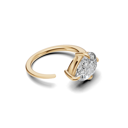 Pear Cut Diamond Open Cuff Solitaire Ring
