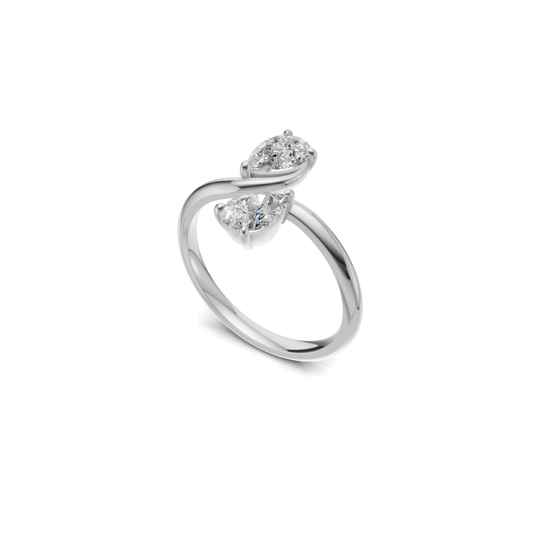 Twin Pear Cut Diamond Toi et Moi Solitaire Ring