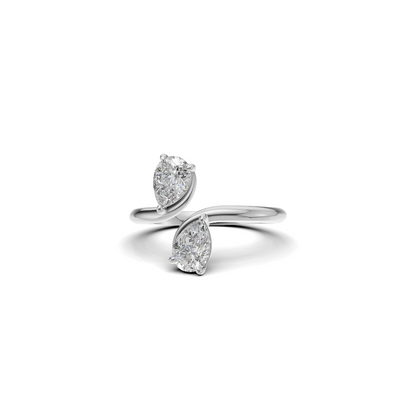 Twin Pear Cut Diamond Toi et Moi Solitaire Ring