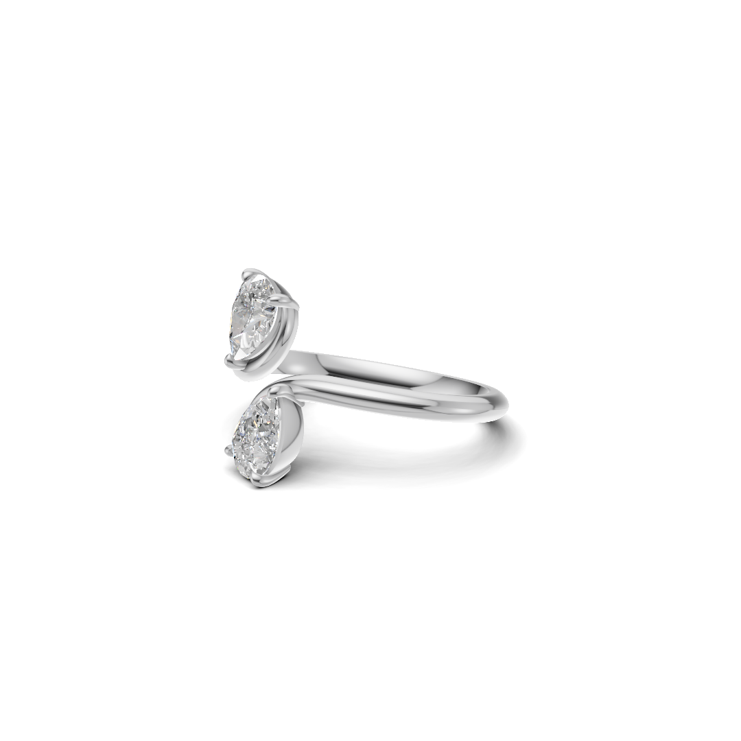 Twin Pear Cut Diamond Toi et Moi Solitaire Ring