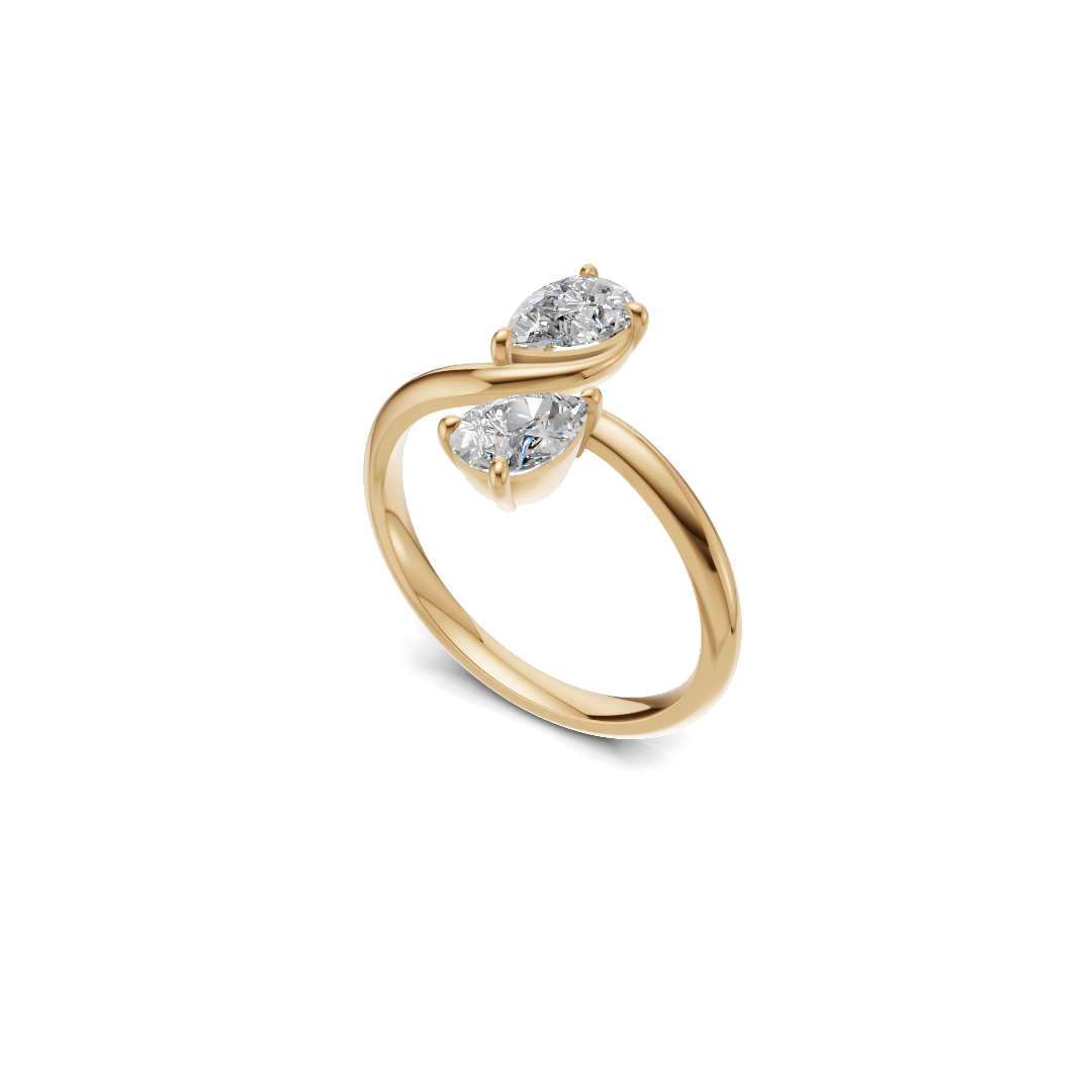 Twin Pear Cut Diamond Toi et Moi Solitaire Ring