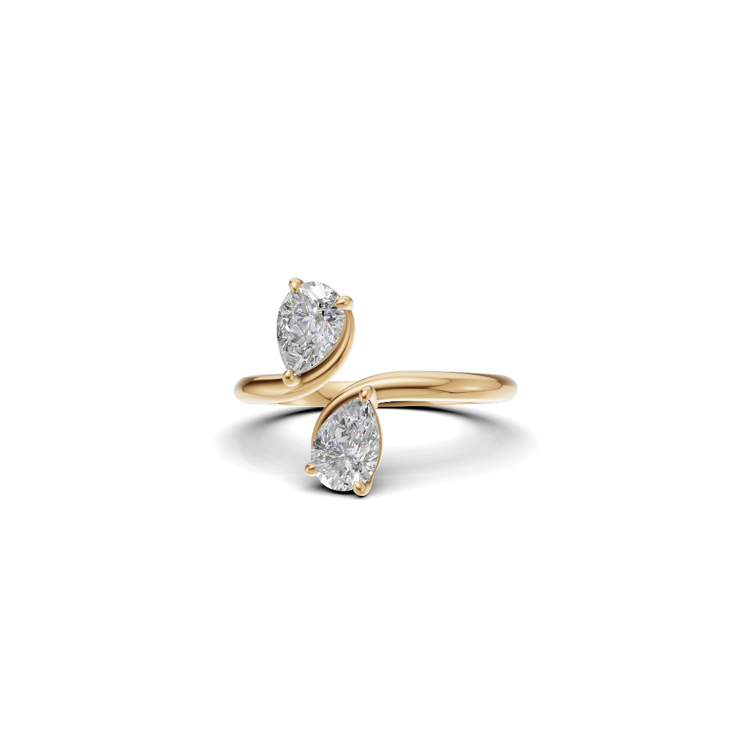 Twin Pear Cut Diamond Toi et Moi Solitaire Ring