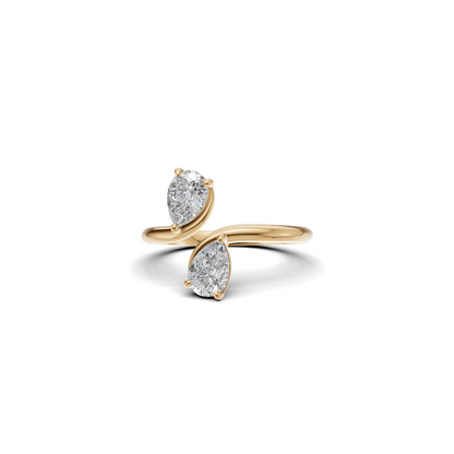 Twin Pear Cut Diamond Toi et Moi Solitaire Ring