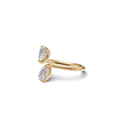 Twin Pear Cut Diamond Toi et Moi Solitaire Ring